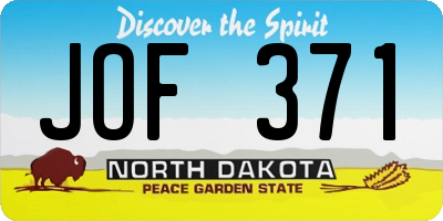 ND license plate JOF371