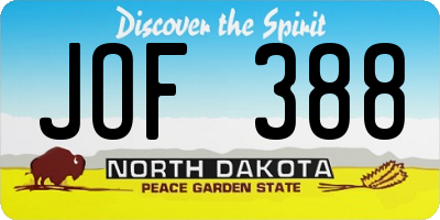 ND license plate JOF388