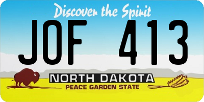 ND license plate JOF413