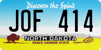 ND license plate JOF414