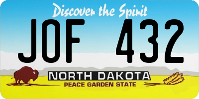 ND license plate JOF432
