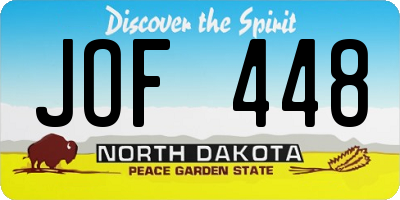 ND license plate JOF448