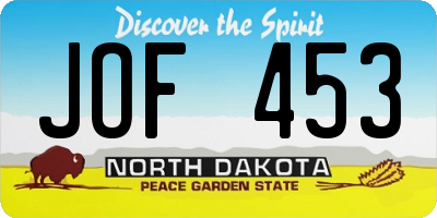 ND license plate JOF453