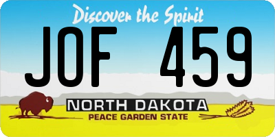 ND license plate JOF459