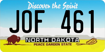 ND license plate JOF461