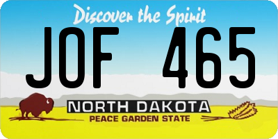 ND license plate JOF465