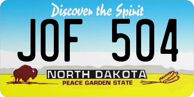 ND license plate JOF504