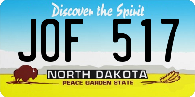 ND license plate JOF517