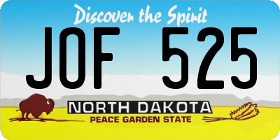 ND license plate JOF525