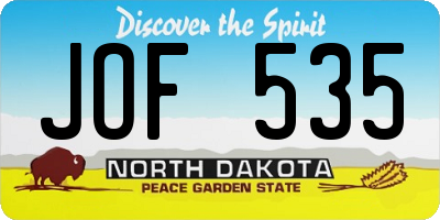 ND license plate JOF535