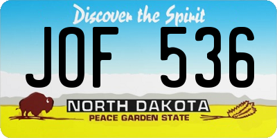 ND license plate JOF536