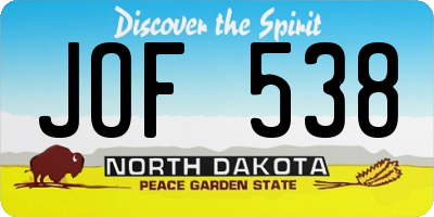 ND license plate JOF538