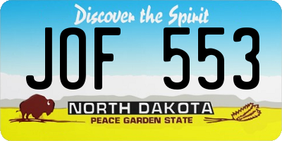 ND license plate JOF553