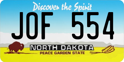 ND license plate JOF554