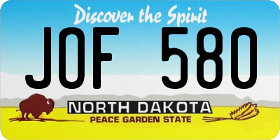 ND license plate JOF580