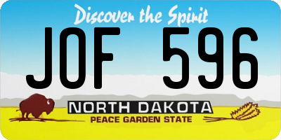 ND license plate JOF596