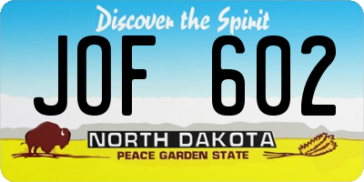 ND license plate JOF602
