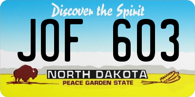 ND license plate JOF603