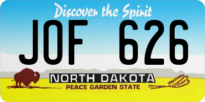 ND license plate JOF626