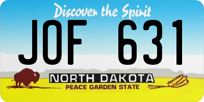 ND license plate JOF631