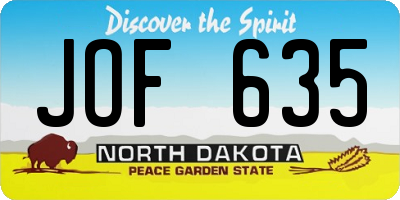 ND license plate JOF635