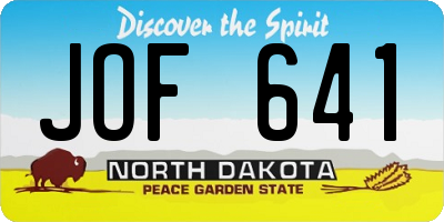 ND license plate JOF641