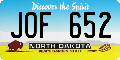 ND license plate JOF652
