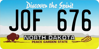 ND license plate JOF676