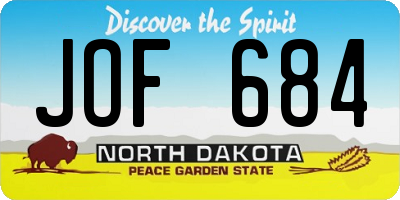 ND license plate JOF684