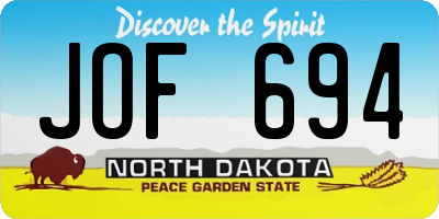 ND license plate JOF694