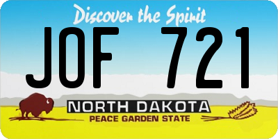 ND license plate JOF721
