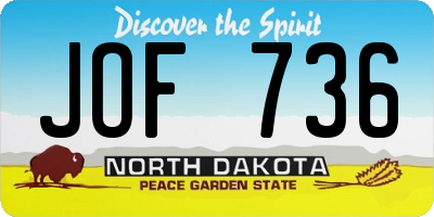 ND license plate JOF736