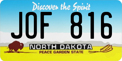 ND license plate JOF816