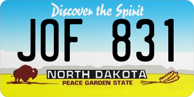 ND license plate JOF831
