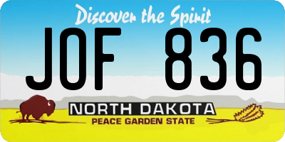 ND license plate JOF836