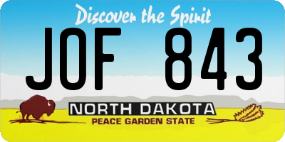 ND license plate JOF843
