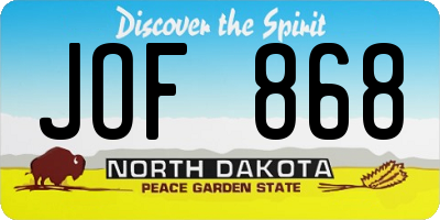 ND license plate JOF868