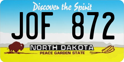 ND license plate JOF872