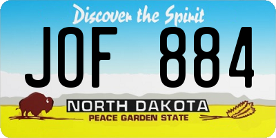 ND license plate JOF884