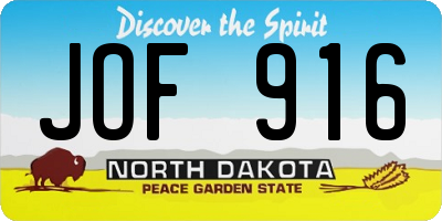ND license plate JOF916