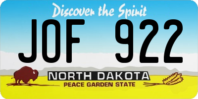 ND license plate JOF922