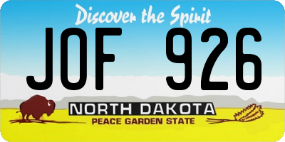 ND license plate JOF926