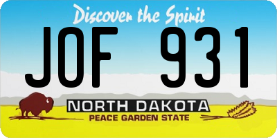 ND license plate JOF931