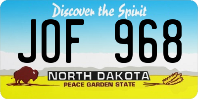 ND license plate JOF968