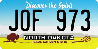 ND license plate JOF973