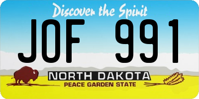 ND license plate JOF991