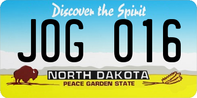 ND license plate JOG016