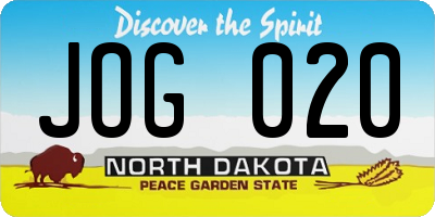 ND license plate JOG020
