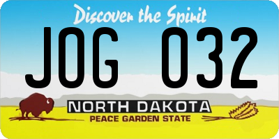 ND license plate JOG032