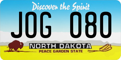 ND license plate JOG080